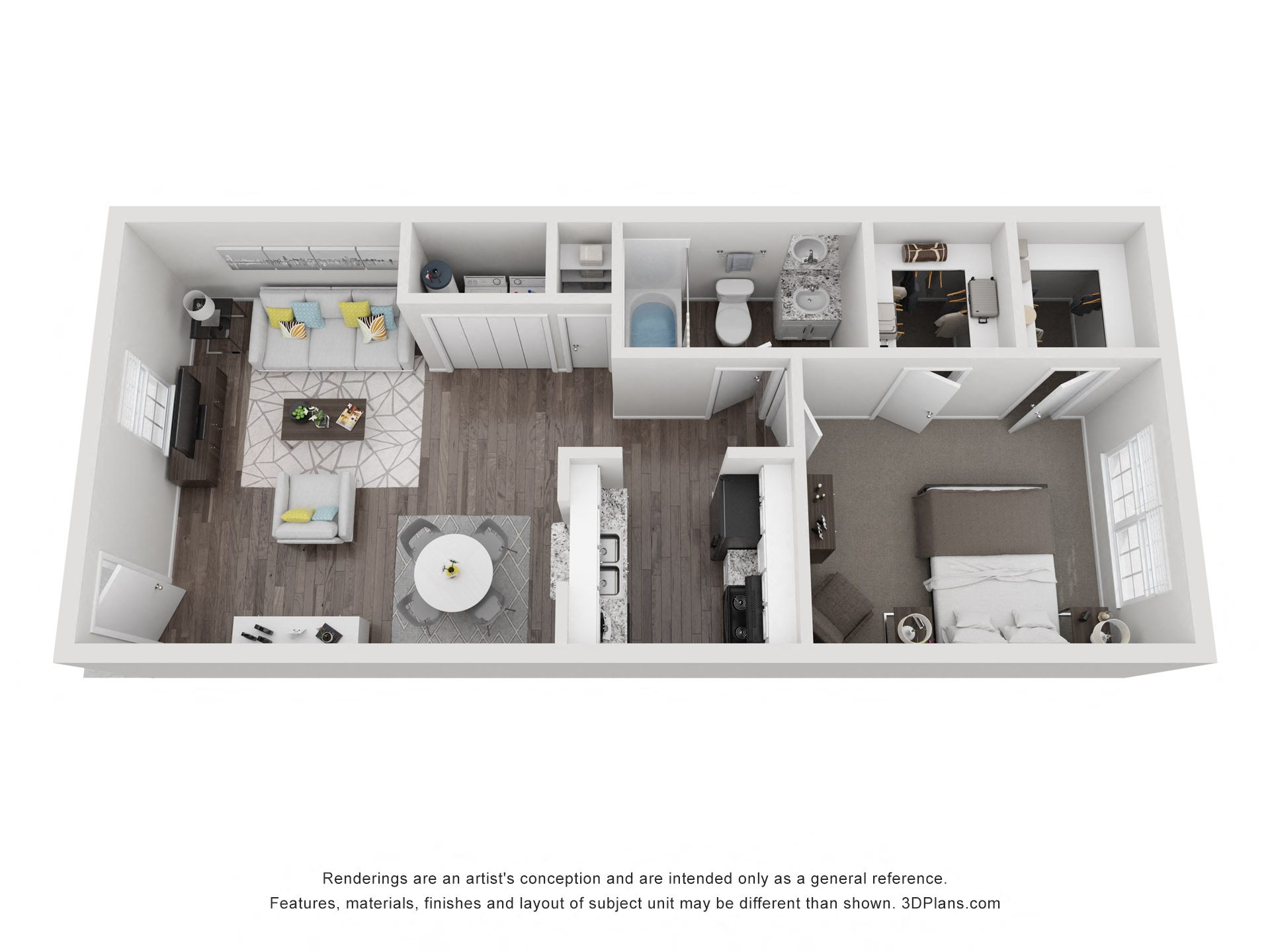 Floor plan layout diagram for 1x1 C TC 60 Elite
